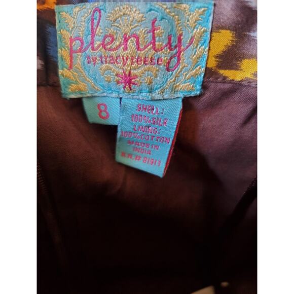 Plenty by Tracy Reese Anthropologie 100% Silk Vibrant Strapless Dress, Size 8 - Picture 2 of 14